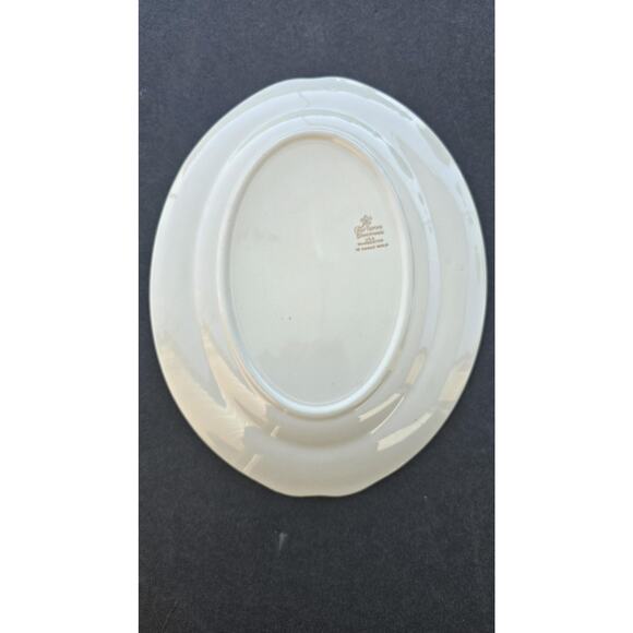 Vintage Craftsman Dinnerware Oval Platter Red Gold Floral 13" USA 18K Carat Gold - Picture 7 of 9